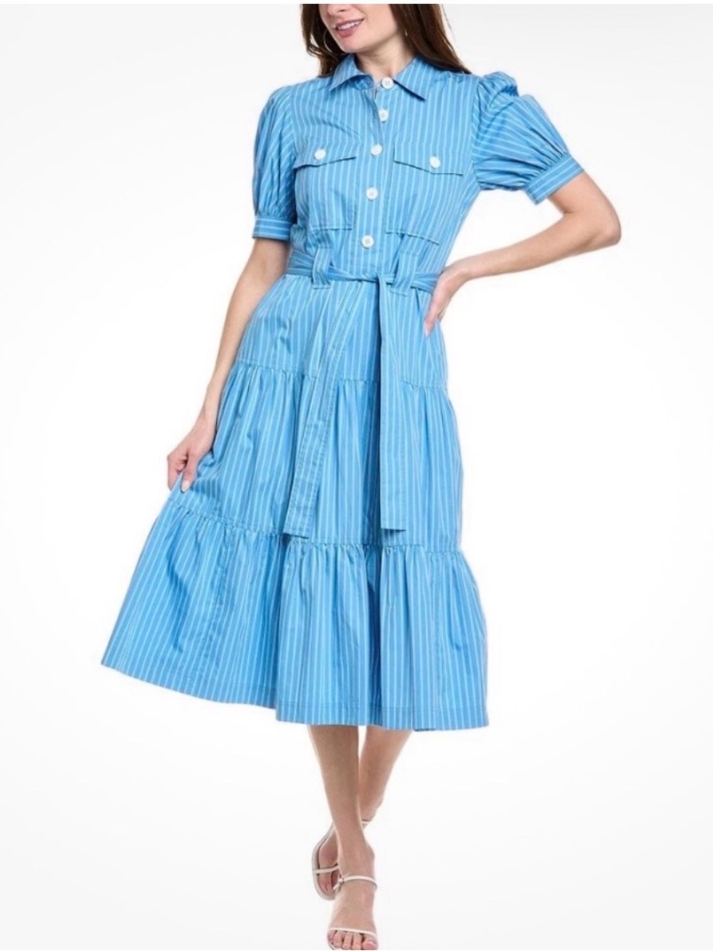10 Crosby Derek Lam Blue Stripe Midi Dress
